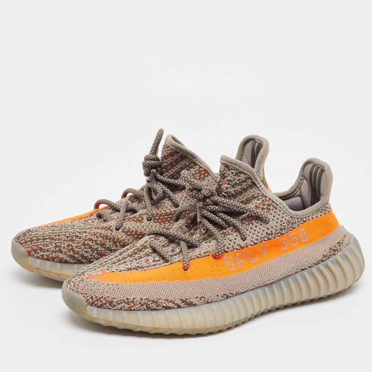 Pre Owned Yeezy x Adidas Multicolor Knit Fabric Boost 350 V2 Lace Up Sneakers Size 43.5