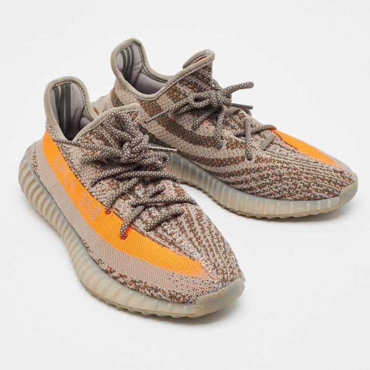 Pre Owned Yeezy x Adidas Multicolor Knit Fabric Boost 350 V2 Lace Up Sneakers Size 43.5