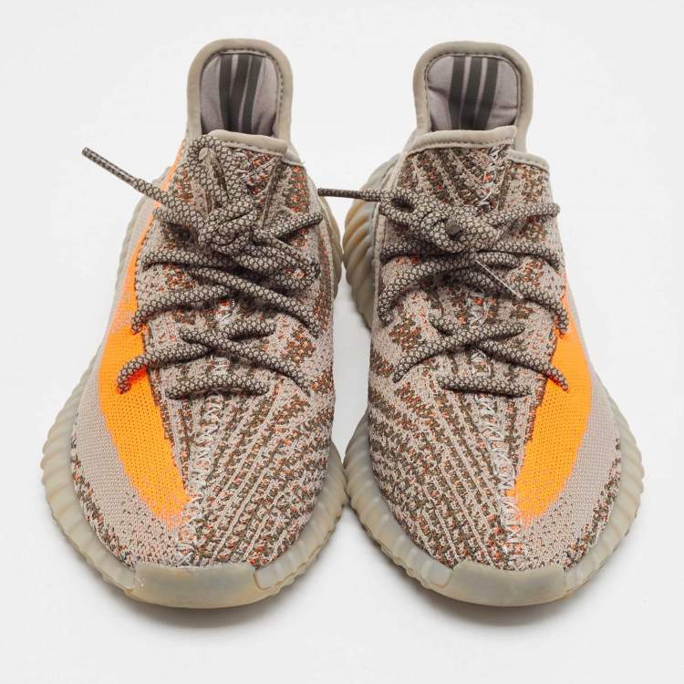 Pre Owned Yeezy x Adidas Multicolor Knit Fabric Boost 350 V2 Lace Up Sneakers Size 43.5