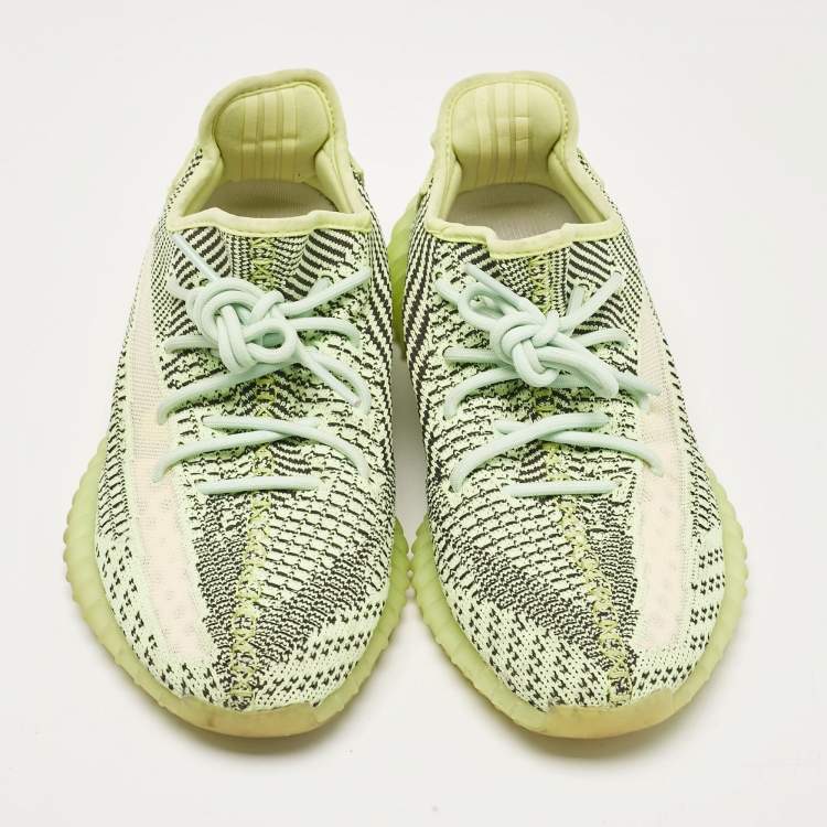 Pre Owned Yeezy x Adidas Green Knit Fabric Boost 350 V2 Yeezreel (Non-Reflective) Sneakers Size 43 1/3
