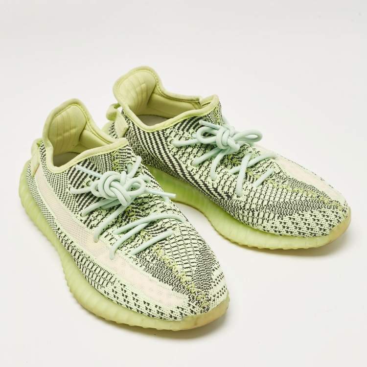 Pre Owned Yeezy x Adidas Green Knit Fabric Boost 350 V2 Yeezreel (Non-Reflective) Sneakers Size 43 1/3