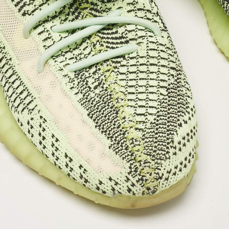 Pre Owned Yeezy x Adidas Green Knit Fabric Boost 350 V2 Yeezreel (Non-Reflective) Sneakers Size 43 1/3