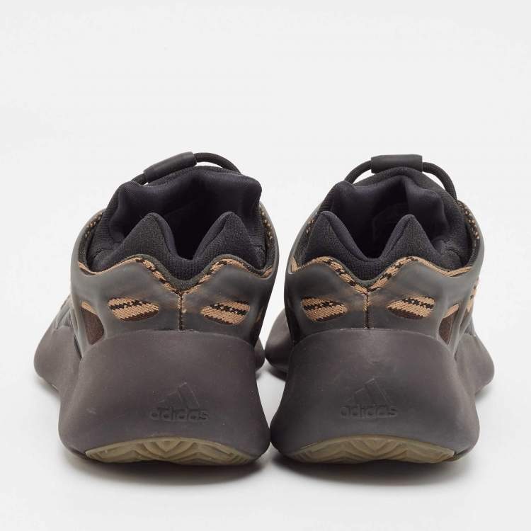 Pre Owned Yeezy x Adidas Brown/Black Knit Fabric and Rubber 700 V3 Clay Brown Sneakers Size 43 1/3