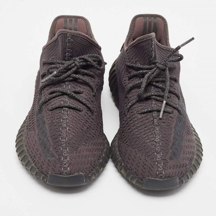 Pre Owned Yeezy x Adidas Black Knit Fabric Boost 350 V2 Black (Non-Reflective) Sneakers Size 46 2/3