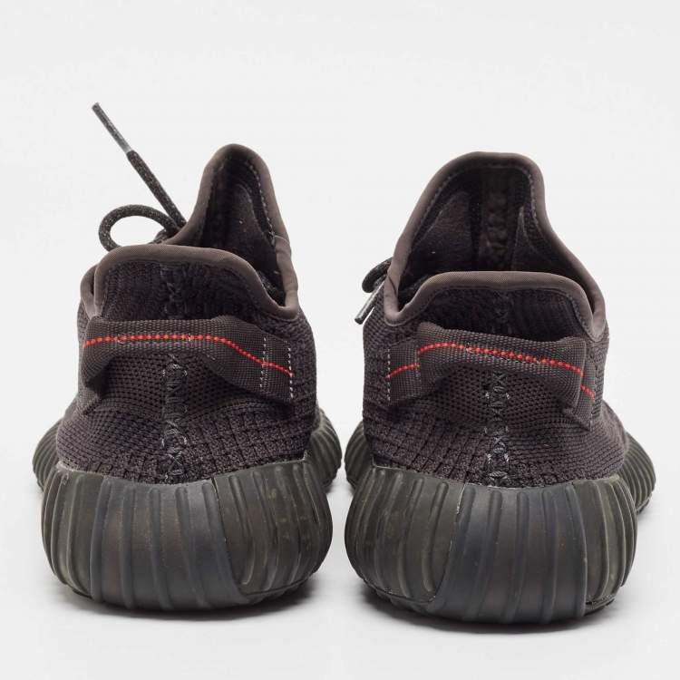 Pre Owned Yeezy x Adidas Black Knit Fabric Boost 350 V2 Black (Non-Reflective) Sneakers Size 46 2/3