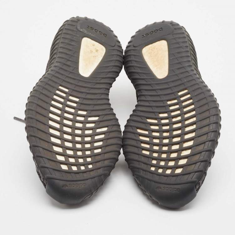 Pre Owned Yeezy x Adidas Black Knit Fabric Boost 350 V2 Black (Non-Reflective) Sneakers Size 46 2/3