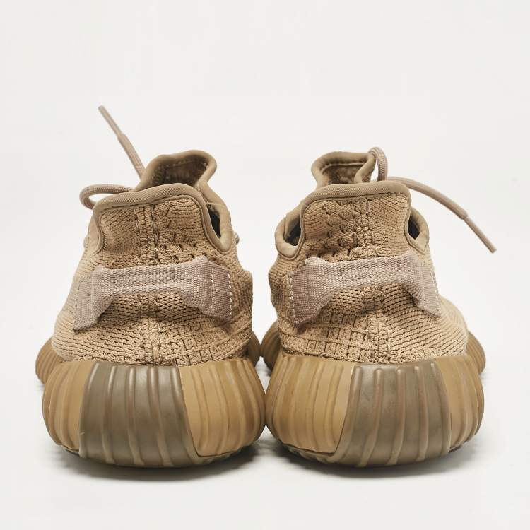 Pre Owned Yeezy x Adidas Brown Knit Fabric Boost 350 V2 Earth Sneakers Size 42