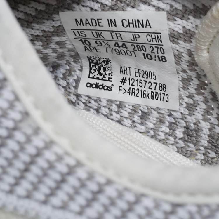 Pre Owned Yeezy x Adidas White/Grey Knit Fabric Boost 350 V2 Static (Non Reflective) Sneakers Size 44