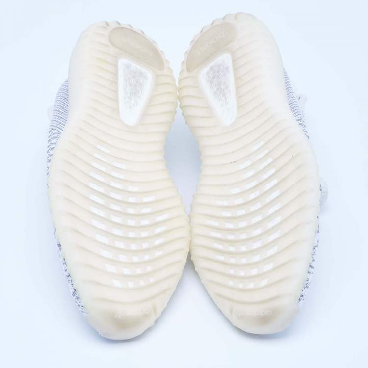 Pre Owned Yeezy x Adidas White/Grey Knit Fabric Boost 350 V2 Static (Non Reflective) Sneakers Size 44