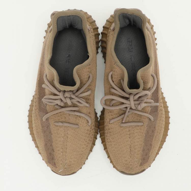 مملوكة مسبقًا Yeezy x Adidas Brown Knit Fabric Boost 350 V2 'Earth" Low Top Sneakers Size 39 1/3