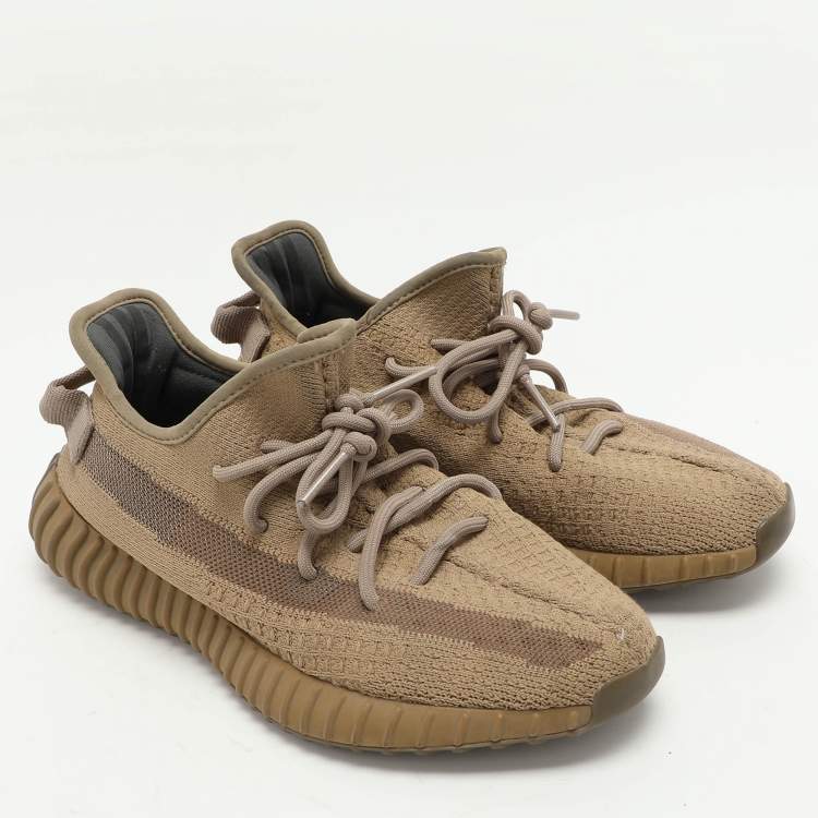 مملوكة مسبقًا Yeezy x Adidas Brown Knit Fabric Boost 350 V2 'Earth" Low Top Sneakers Size 39 1/3