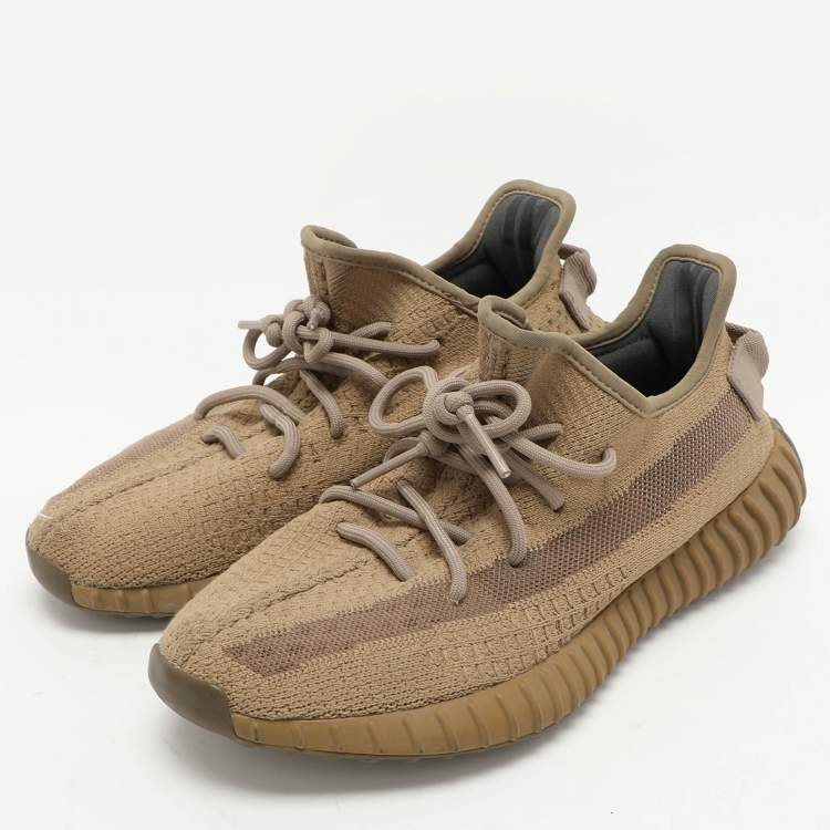 مملوكة مسبقًا Yeezy x Adidas Brown Knit Fabric Boost 350 V2 'Earth" Low Top Sneakers Size 39 1/3