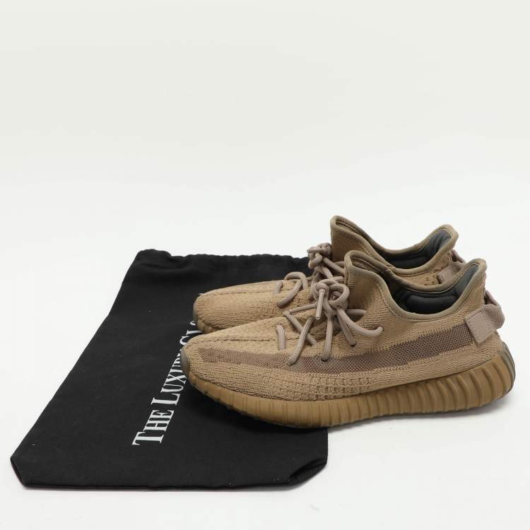 مملوكة مسبقًا Yeezy x Adidas Brown Knit Fabric Boost 350 V2 'Earth" Low Top Sneakers Size 39 1/3