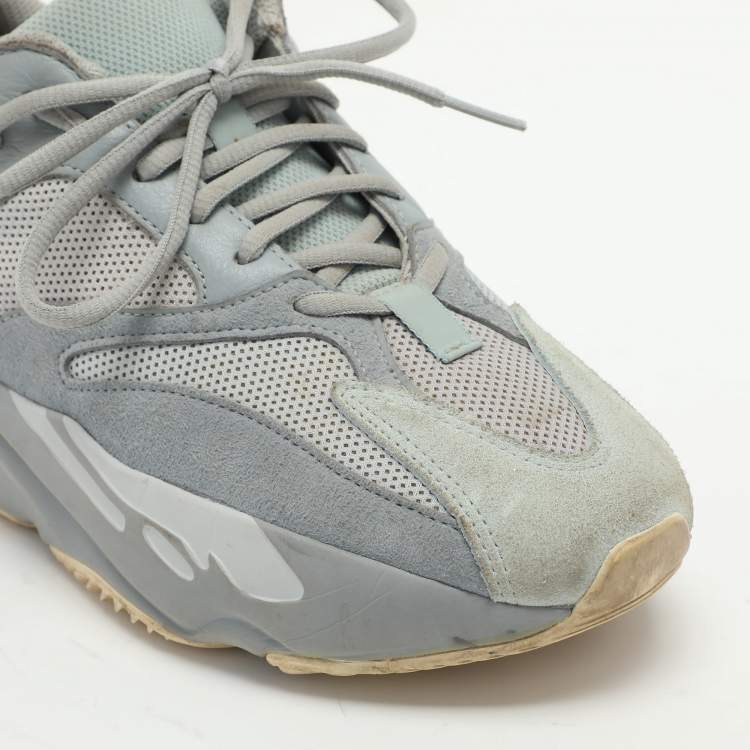 Pre Owned Yeezy x Adidas Grey Leather and Mesh Boost 700 'Inertia' Low Top Sneakers Size 40