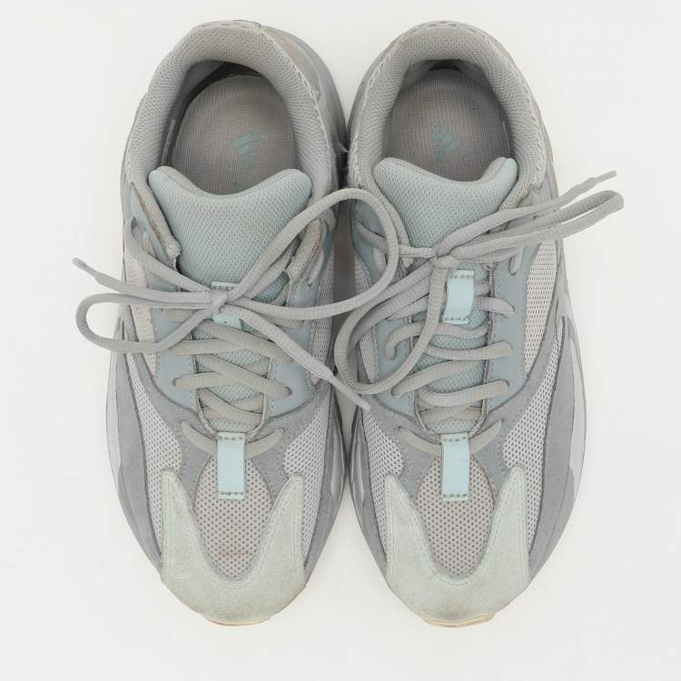 Pre Owned Yeezy x Adidas Grey Leather and Mesh Boost 700 'Inertia' Low Top Sneakers Size 40