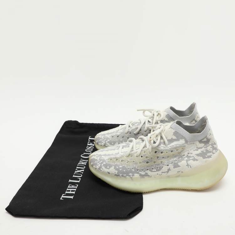 Pre Owned Yeezy x Adidas White/Grey Knit Fabric Boost 380 'Alien' Low Top Sneakers Size 40