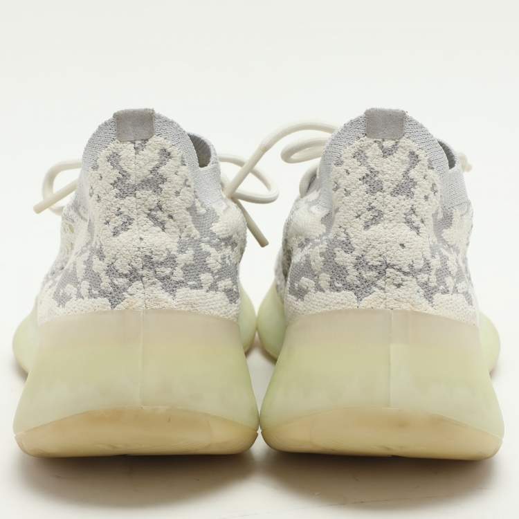 Pre Owned Yeezy x Adidas White/Grey Knit Fabric Boost 380 'Alien' Low Top Sneakers Size 40