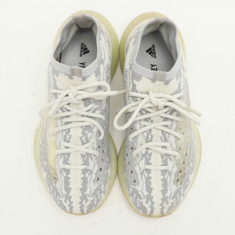 Pre Owned Yeezy x Adidas White/Grey Knit Fabric Boost 380 'Alien' Low Top Sneakers Size 40