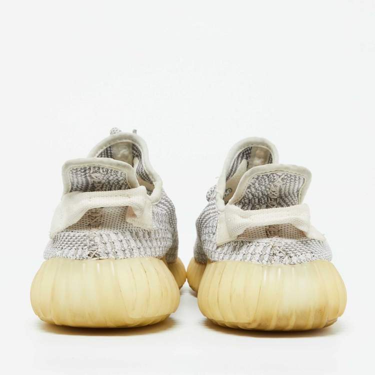 Pre Owned Yeezy x Adidas White/Grey Knit Fabric Boost 350 V2 Static Sneakers Size 38 2/3