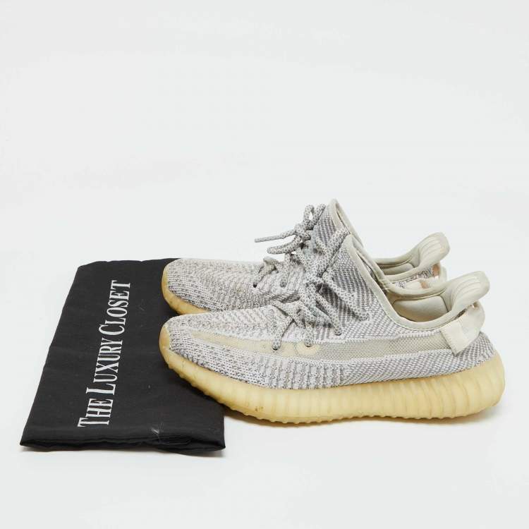 Pre Owned Yeezy x Adidas White/Grey Knit Fabric Boost 350 V2 Static Sneakers Size 38 2/3