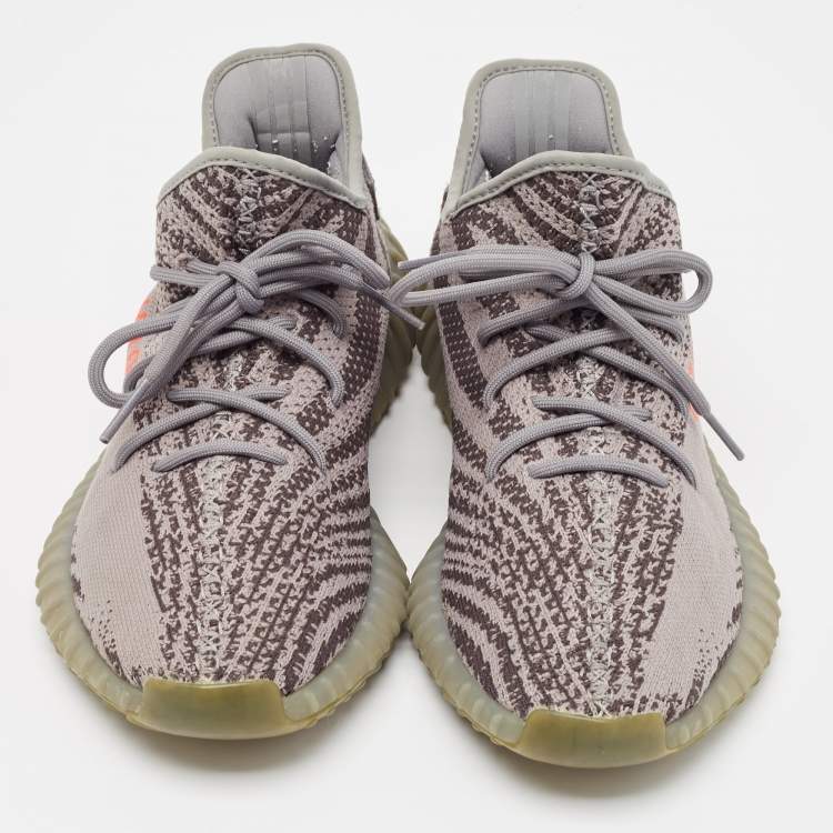 Pre Owned Yeezy x Adidas Grey Knit Fabric Boost 350 V2 Beluga 2.0 Sneakers Size 44