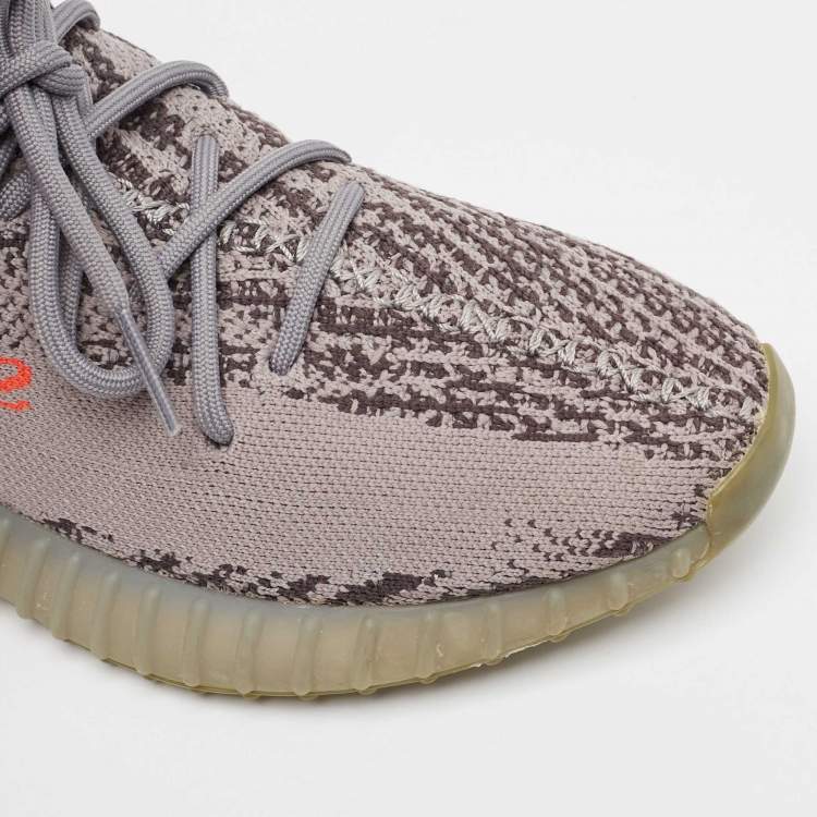 Pre Owned Yeezy x Adidas Grey Knit Fabric Boost 350 V2 Beluga 2.0 Sneakers Size 44