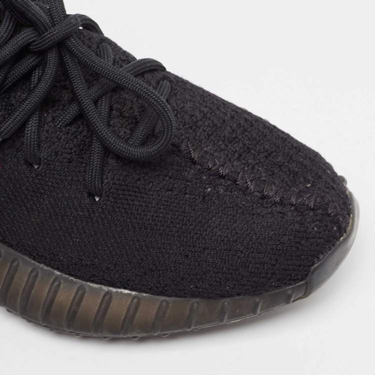 Pre Owned Yeezy x Adidas Black Knit Fabric Boost 350 V2 Bred Sneakers Size 38