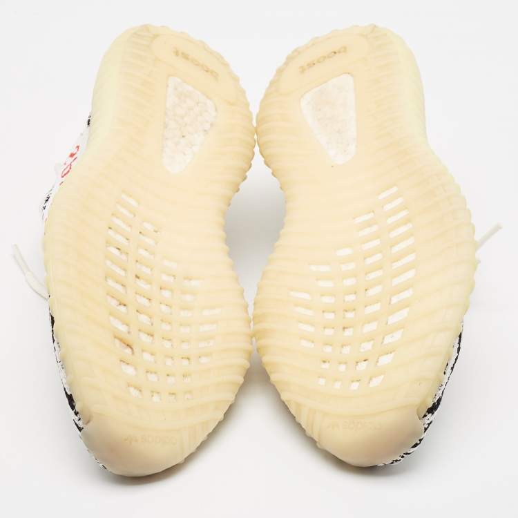 Pre Owned Yeezy x Adidas White/Black Knit Fabric Boost 350 V2 Zebra Sneakers Size 41 1/3