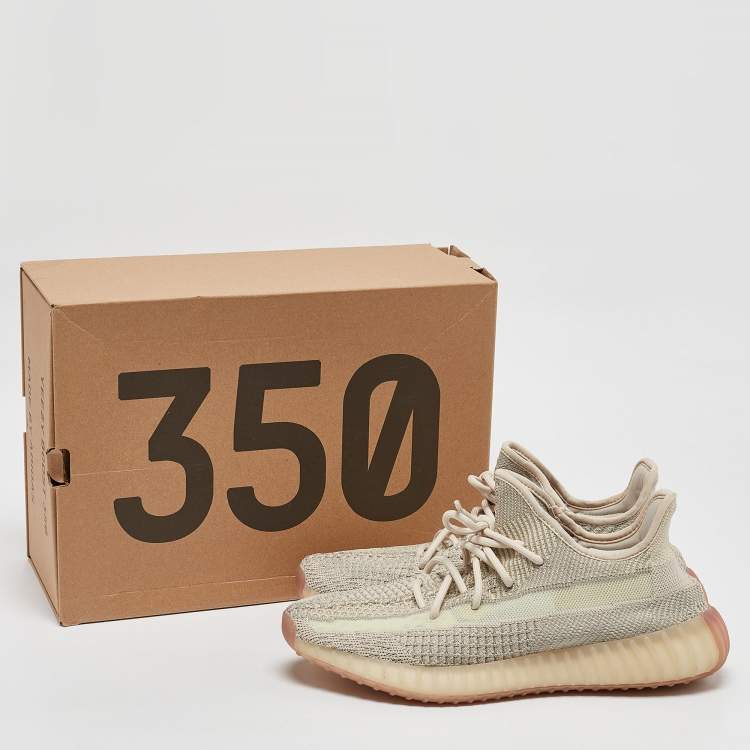 Pre Owned Yeezy x Adidas Pale Green Knit Fabric Boost 350 V2 Citrin (Non Reflective) Sneakers Size 43 1/3