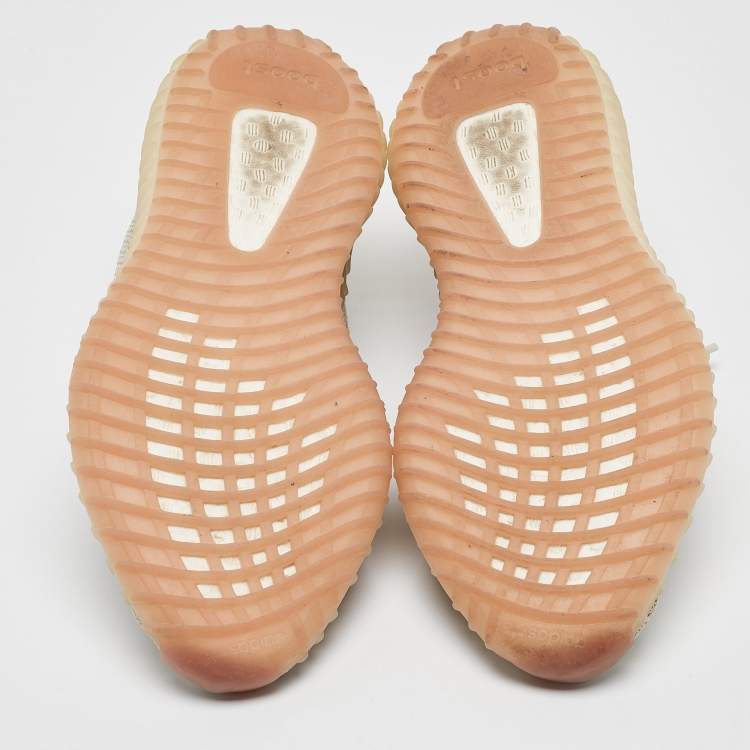 Pre Owned Yeezy x Adidas Pale Green Knit Fabric Boost 350 V2 Citrin (Non Reflective) Sneakers Size 43 1/3