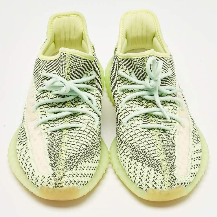 Pre Owned Yeezy x Adidas Neon Green Knit Fabric Boost 350 V2 Yeezreel (Non Reflective) Sneakers Size 44