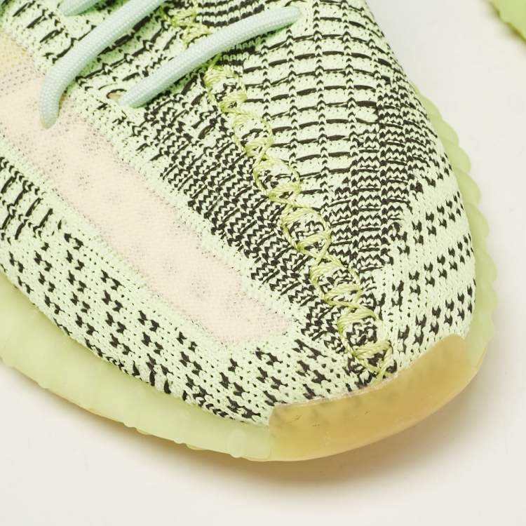 Pre Owned Yeezy x Adidas Neon Green Knit Fabric Boost 350 V2 Yeezreel (Non Reflective) Sneakers Size 44