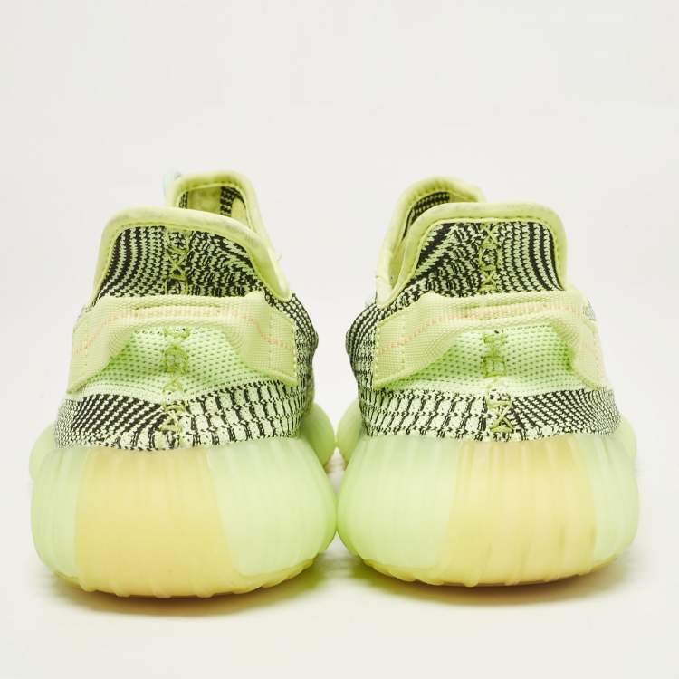 Pre Owned Yeezy x Adidas Neon Green Knit Fabric Boost 350 V2 Yeezreel (Non Reflective) Sneakers Size 44