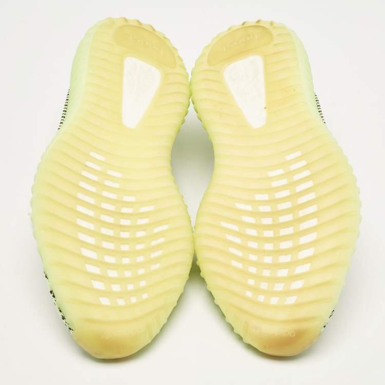 Pre Owned Yeezy x Adidas Neon Green Knit Fabric Boost 350 V2 Yeezreel (Non Reflective) Sneakers Size 44
