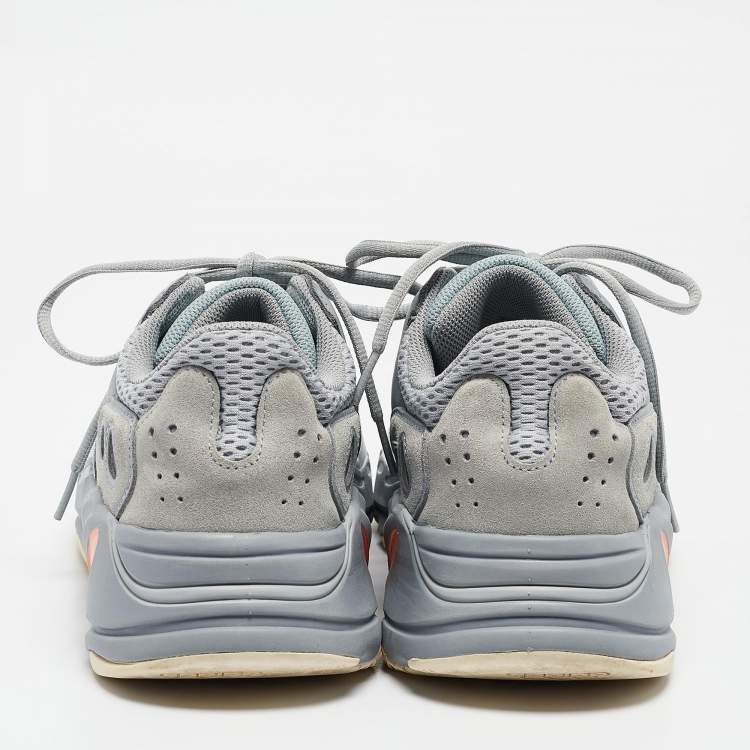Pre Owned Yeezy x Adidas Grey/Blue Suede and Mesh Boost 700 Inertia Sneakers Size 42