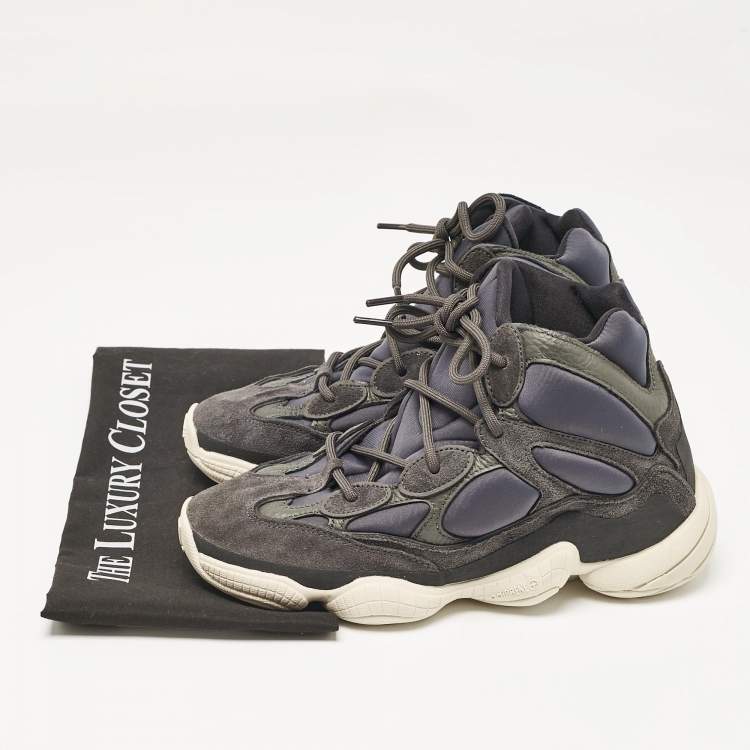 Pre Owned Yeezy x Adidas Grey Neoprene and Suede Yeezy 500 Slate High Top Sneakers Size 40