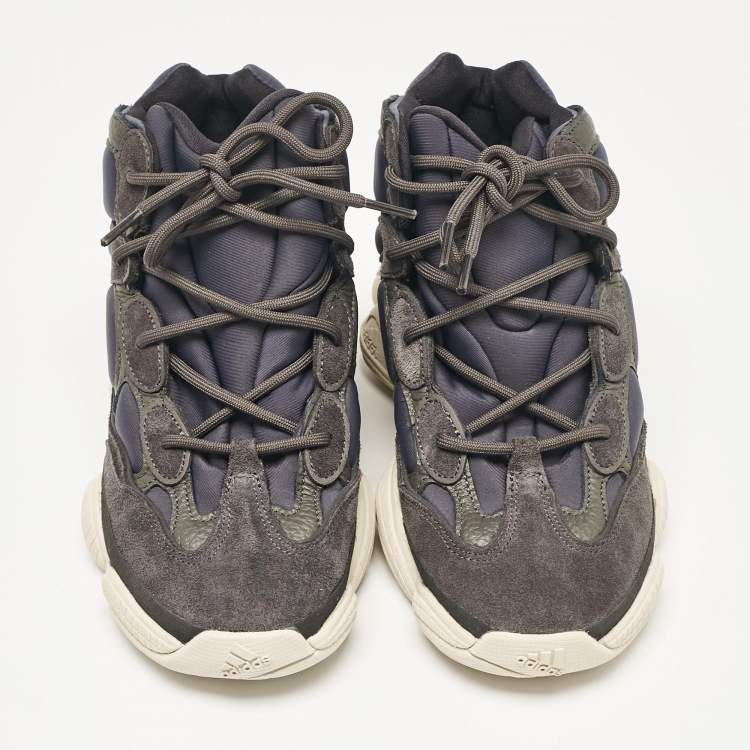 Pre Owned Yeezy x Adidas Grey Neoprene and Suede Yeezy 500 Slate High Top Sneakers Size 40