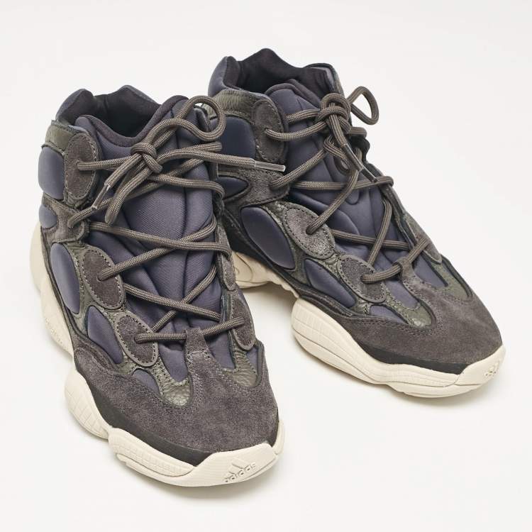 Pre Owned Yeezy x Adidas Grey Neoprene and Suede Yeezy 500 Slate High Top Sneakers Size 40