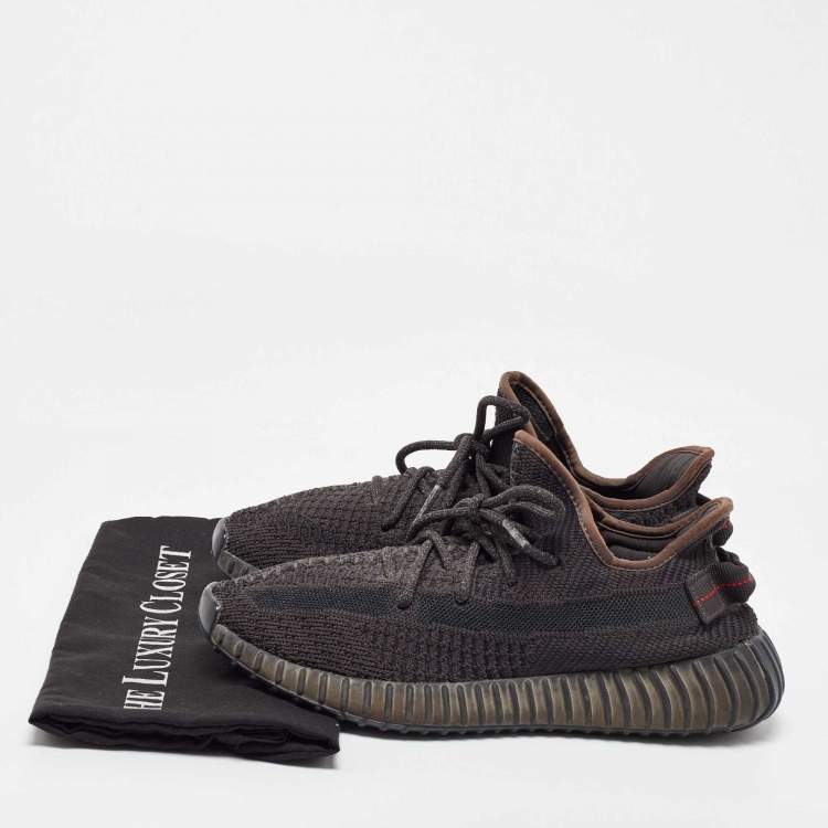 Pre Owned Yeezy x Adidas Black Knit Fabric Boost 350 V2 Sneakers Size 40 2/3