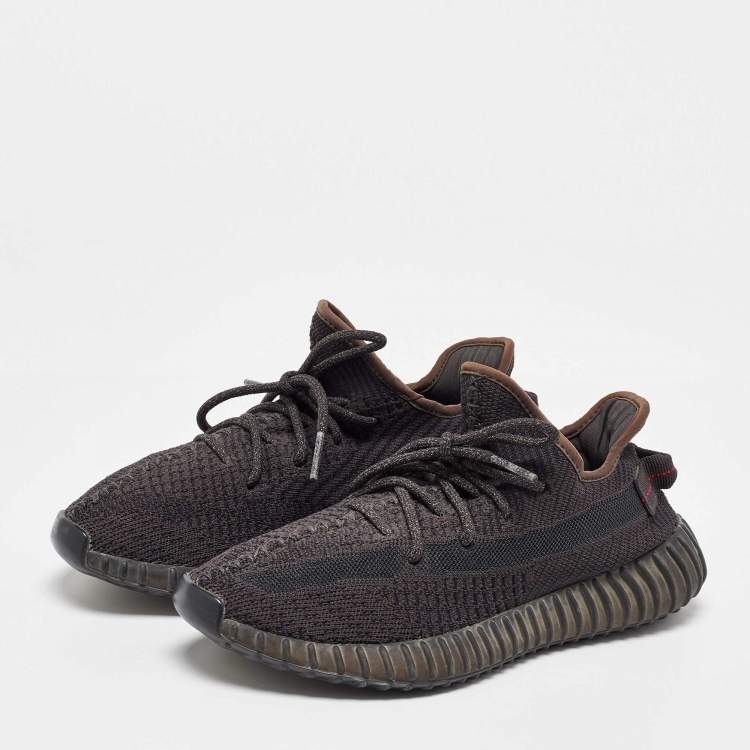 Pre Owned Yeezy x Adidas Black Knit Fabric Boost 350 V2 Sneakers Size 40 2/3