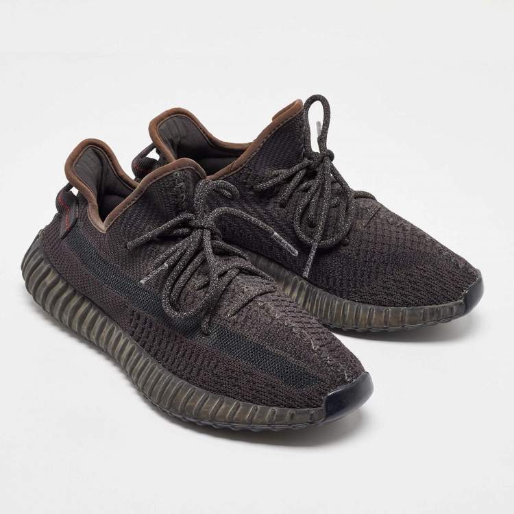 Pre Owned Yeezy x Adidas Black Knit Fabric Boost 350 V2 Sneakers Size 40 2/3