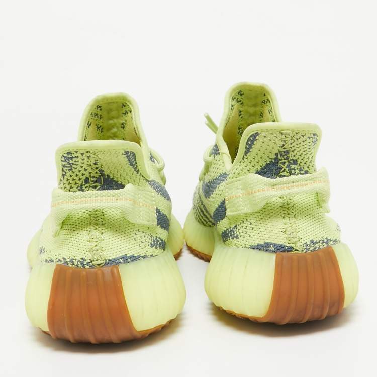 Pre Owned Yeezy x Adidas Yellow Knit Fabric Boost 350 V2 Semi Frozen Yellow Sneakers Size 42