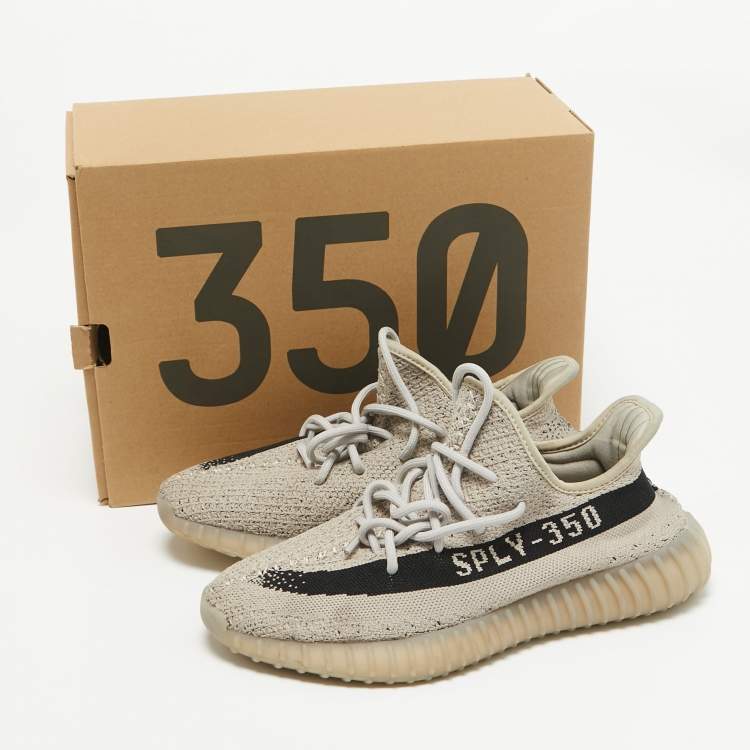 مملوكة مسبقًا Yeezy x Adidas Grey/Black Knit Fabric Boost 350 V2 Slate Sneakers Size 41 1/3