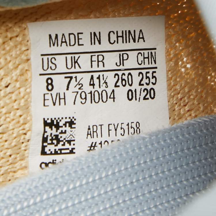 Pre Owned Yeezy x Adidas Beige/Blue Knit Fabric Boost 350 V2 Linen Sneakers Size 41 1/3
