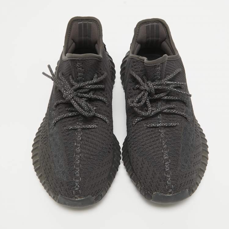 Pre Owned Yeezy x Adidas Black Knit Fabric Boost 350 V2 Static Black Sneakers 42