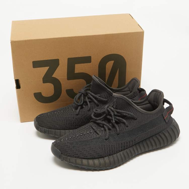 Pre Owned Yeezy x Adidas Black Knit Fabric Boost 350 V2 Static Black Sneakers 42