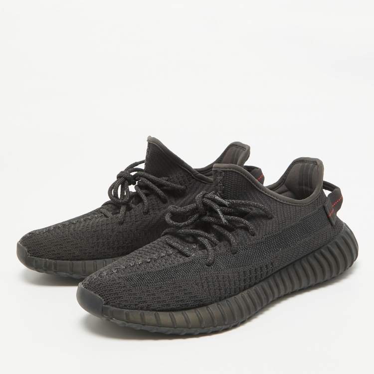 Pre Owned Yeezy x Adidas Black Knit Fabric Boost 350 V2 Static Black Sneakers 42