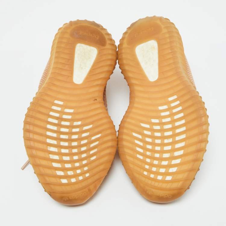 Pre Owned Yeezy x Adidas Orange Knit Fabric Boost 350 V2 Clay Sneakers Size 39 1/3