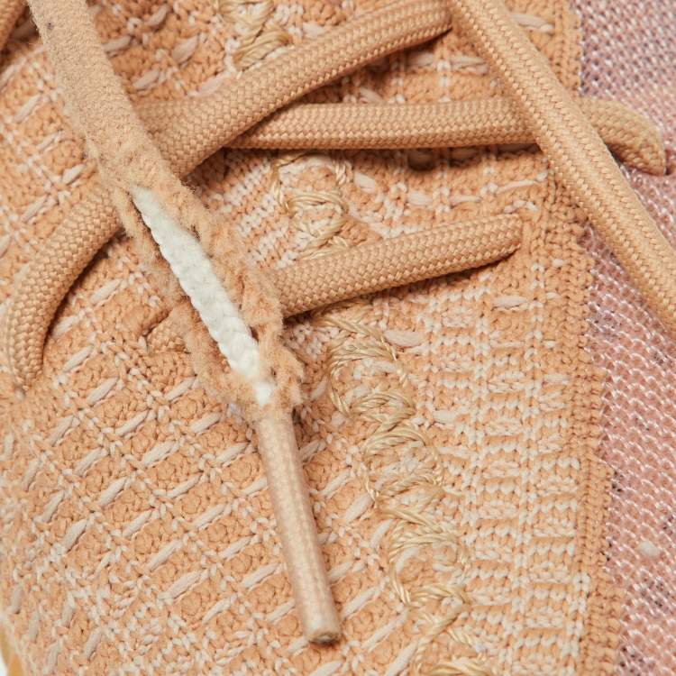 Pre Owned Yeezy x Adidas Orange Knit Fabric Boost 350 V2 Clay Sneakers Size 39 1/3