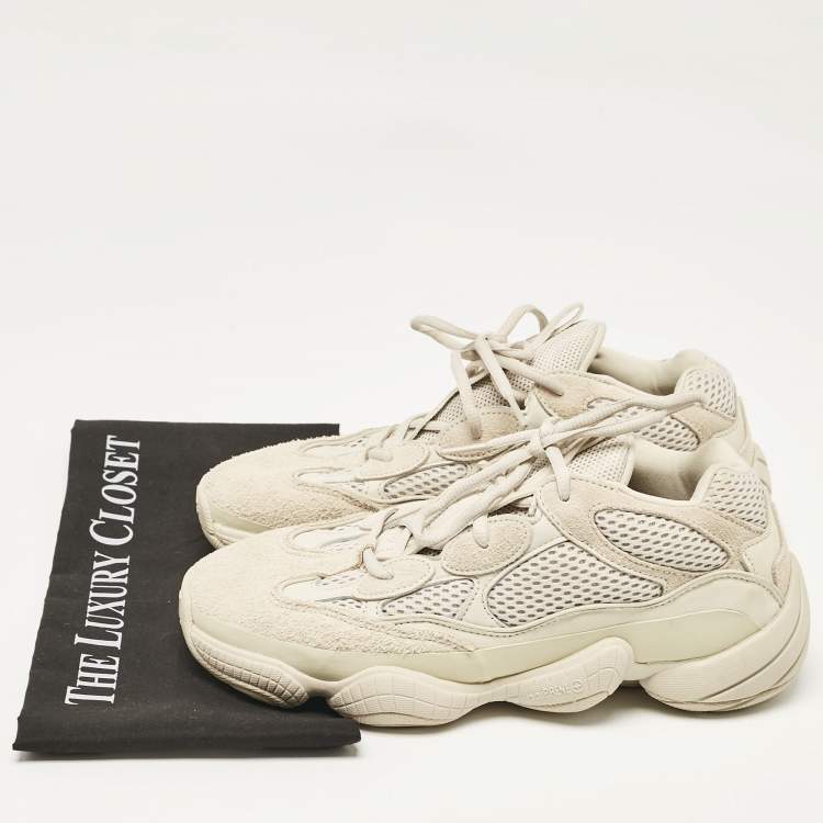 Pre Owned Yeezy x Adidas Grey/White Suede and Mesh Yeezy 500 blush Sneakers Size 401/3